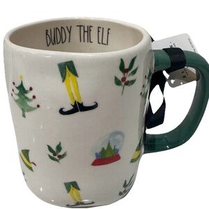 RAE DUNN CHRISTMAS MOVIE ELF COFFEE MUG “BUDDY THE ELF” w/ MOVIE ICONS NEW